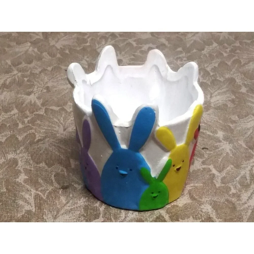 Bunny Rabbit Candle Holder Votive Easter Calandive colorful multicolor